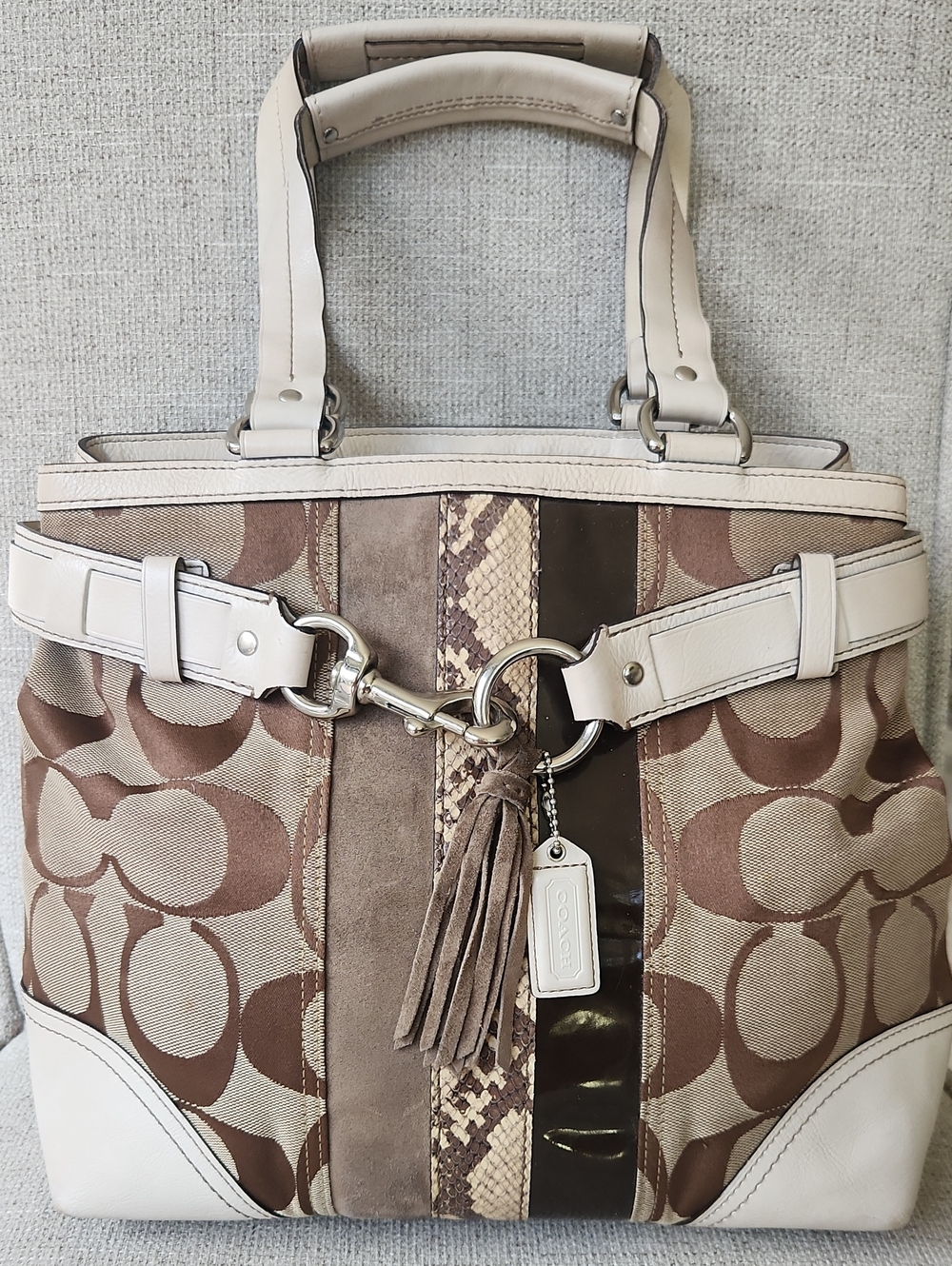 Coach Beige and Brown Tote Bag-Unique Stunning COACH!